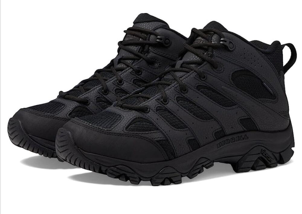Merrell Womens Moab 3 Tactical Work Mid Boots US 6 M Black Leather WP NWOB